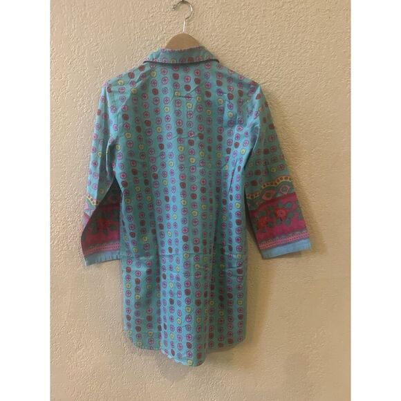 Cruz Natori Button Front Tunic Dress/TopSize S-M 3/4 Sleeves Colorful - Picture 3 of 6